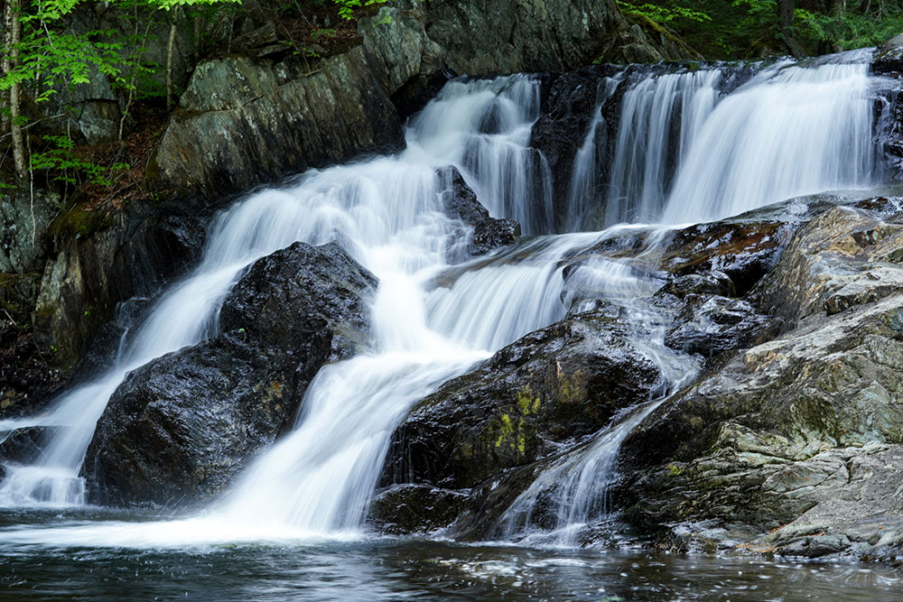 An image of a waterfall taken with a long exposure.